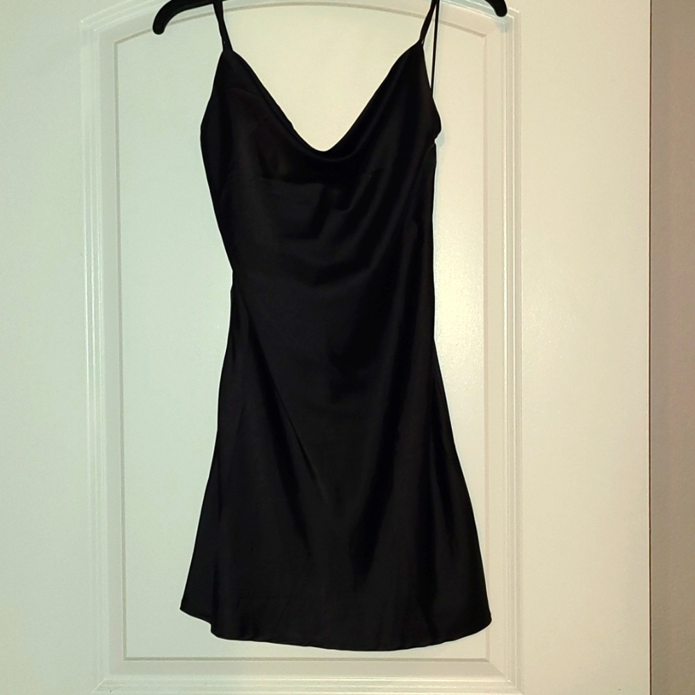 Black mini dress - satin